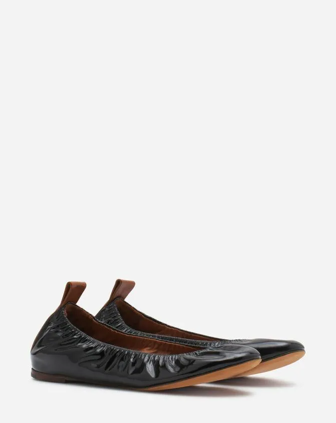 Women Ballerinas Lanvin The Ballerina Flat In Patent Leather Black Women Ballerinas Lanvin The Ballerina Flat In Patent Leather Black