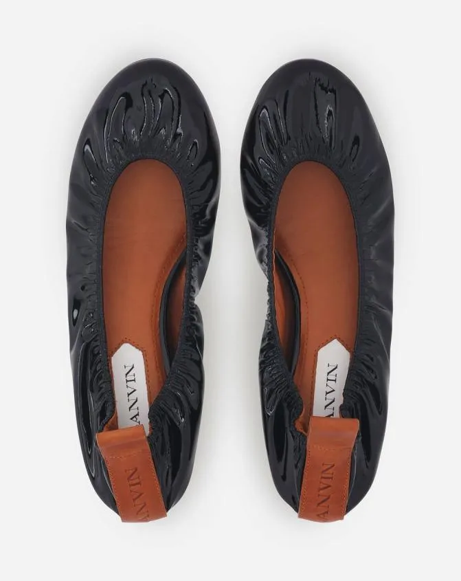 Women Ballerinas Lanvin The Ballerina Flat In Patent Leather Black Women Ballerinas Lanvin The Ballerina Flat In Patent Leather Black