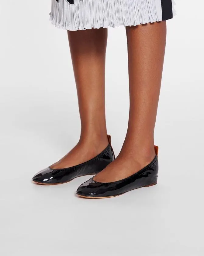 Women Ballerinas Lanvin The Ballerina Flat In Patent Leather Black Women Ballerinas Lanvin The Ballerina Flat In Patent Leather Black