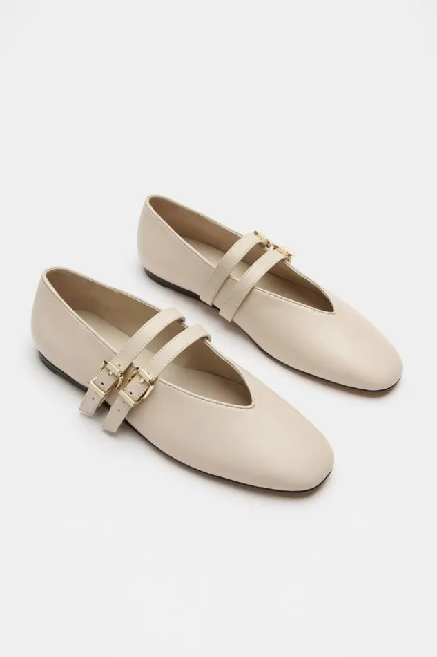 Women Ballets Seed Heritage Astrid Double Strap Ballet Flat Oat