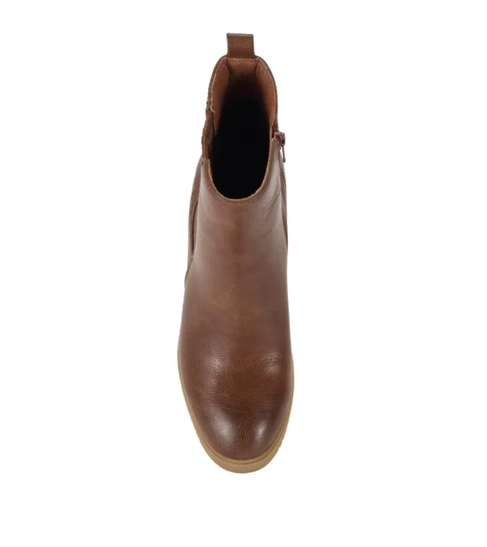 Women Baretraps Booties Feeney Block Heel Boot Cognac Women Baretraps Booties Feeney Block Heel Boot Cognac
