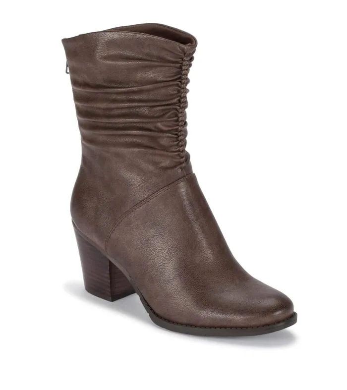 Women Baretraps Booties Leslie Block Heel Slouch Boot Dark Taupe
