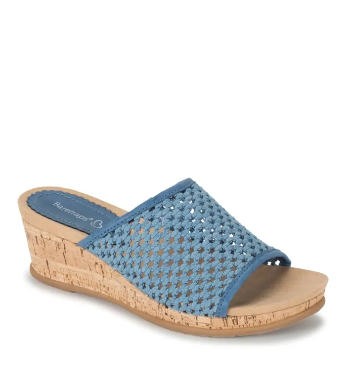 Women Baretraps Wedge Sandals Flossey Wedge Slide Sandal Light Blue