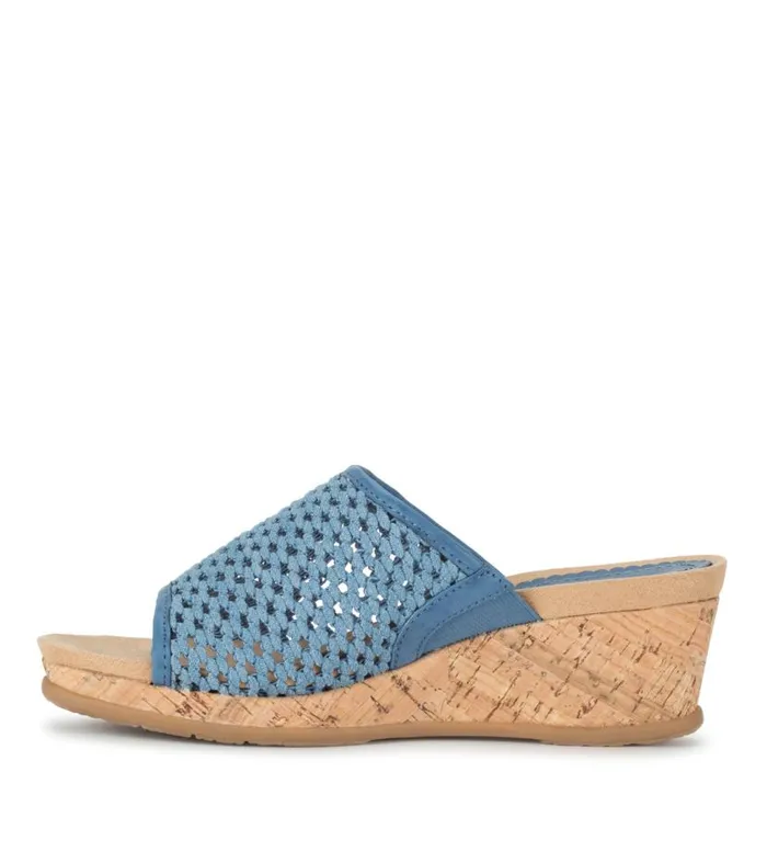 Women Baretraps Wedge Sandals Flossey Wedge Slide Sandal Light Blue Women Baretraps Wedge Sandals Flossey Wedge Slide Sandal Light Blue