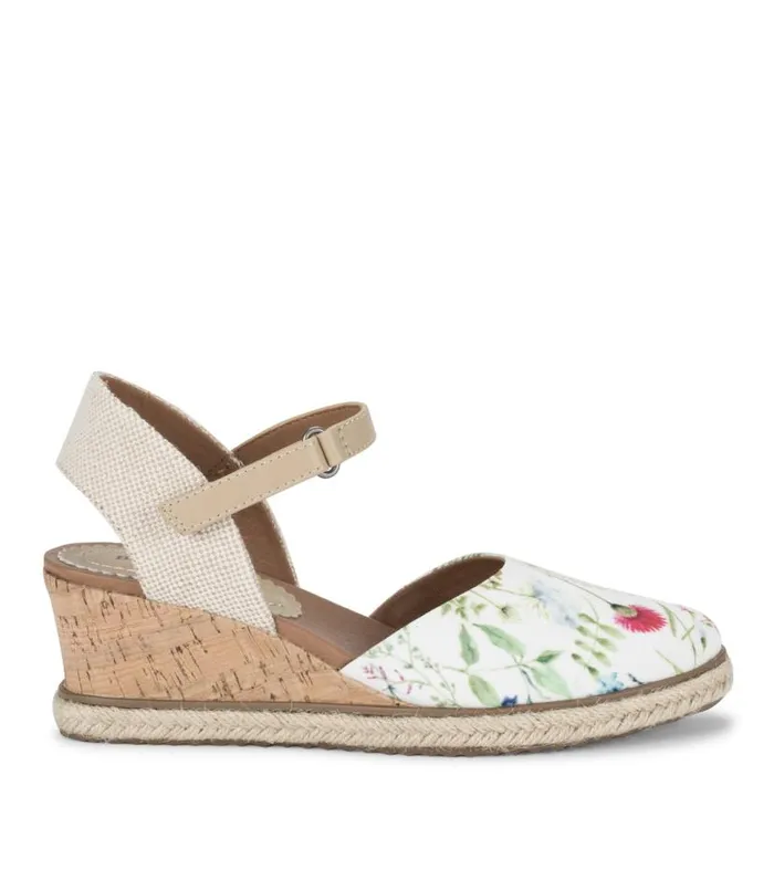 Women Baretraps Wedge Sandals Ocean Closed Toe Wedge Sandal White Multi Flower Canvas Women Baretraps Wedge Sandals Ocean Closed Toe Wedge Sandal White Multi Flower Canvas