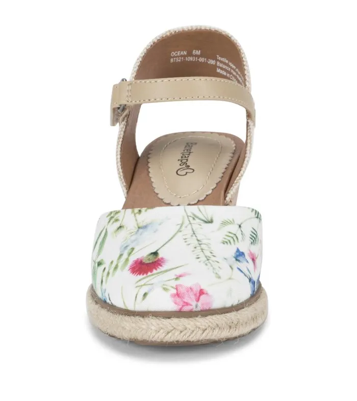 Women Baretraps Wedge Sandals Ocean Closed Toe Wedge Sandal White Multi Flower Canvas Women Baretraps Wedge Sandals Ocean Closed Toe Wedge Sandal White Multi Flower Canvas