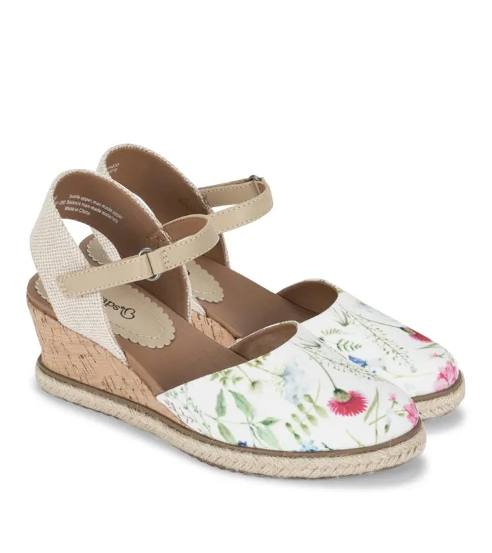 Women Baretraps Wedge Sandals Ocean Closed Toe Wedge Sandal White Multi Flower Canvas Women Baretraps Wedge Sandals Ocean Closed Toe Wedge Sandal White Multi Flower Canvas