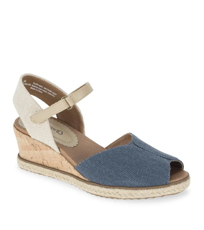 Women Baretraps Wedge Sandals Odetta Espadrille Wedge Sandal Navy Blue Canvas