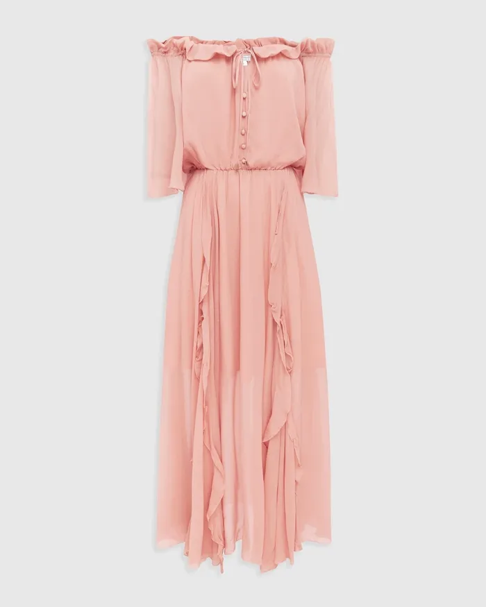 Women Belle and Bloom Amour Amour Ruffled Midi Dress 8211 Desert Rose FINAL SALE Dresses