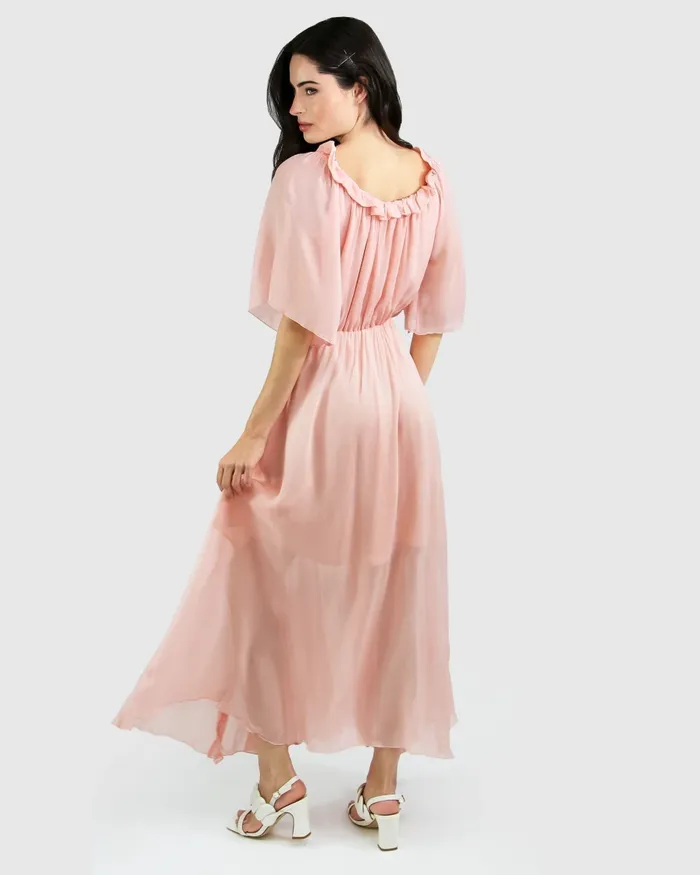 Women Belle and Bloom Amour Amour Ruffled Midi Dress 8211 Desert Rose FINAL SALE Dresses