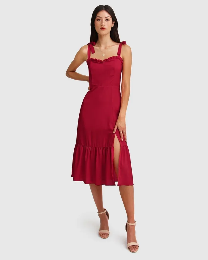 Women Belle and Bloom Summer Storm Midi Dress 8211 Red Dresses