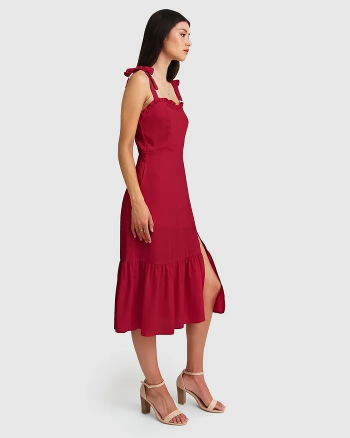 Women Belle and Bloom Summer Storm Midi Dress 8211 Red Dresses