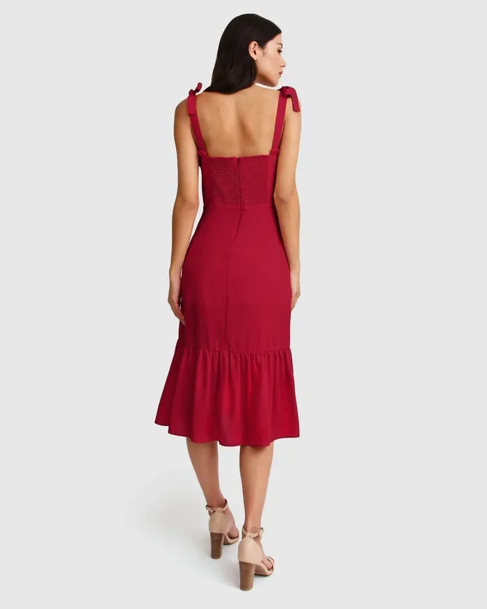 Women Belle and Bloom Summer Storm Midi Dress 8211 Red Dresses