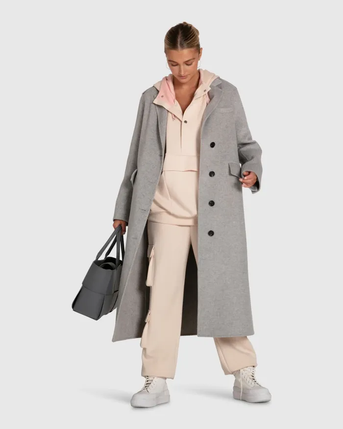 Women Belle and Bloom Tainted Love Longline Coat 8211 Grey Marle Coats and Jackets