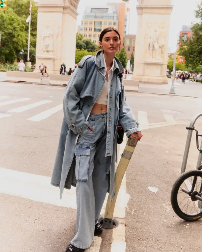 Women Belle and Bloom Wild Skies Denim Trench 8211 Stonewash Coats and Jackets