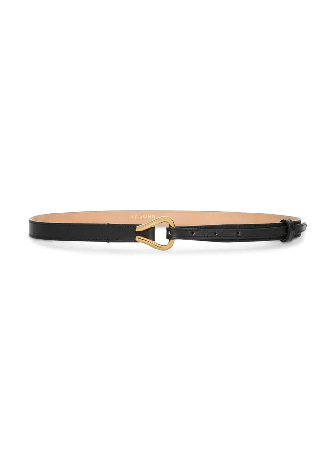 Women Belts St John Thin Leather Loop Belt Black