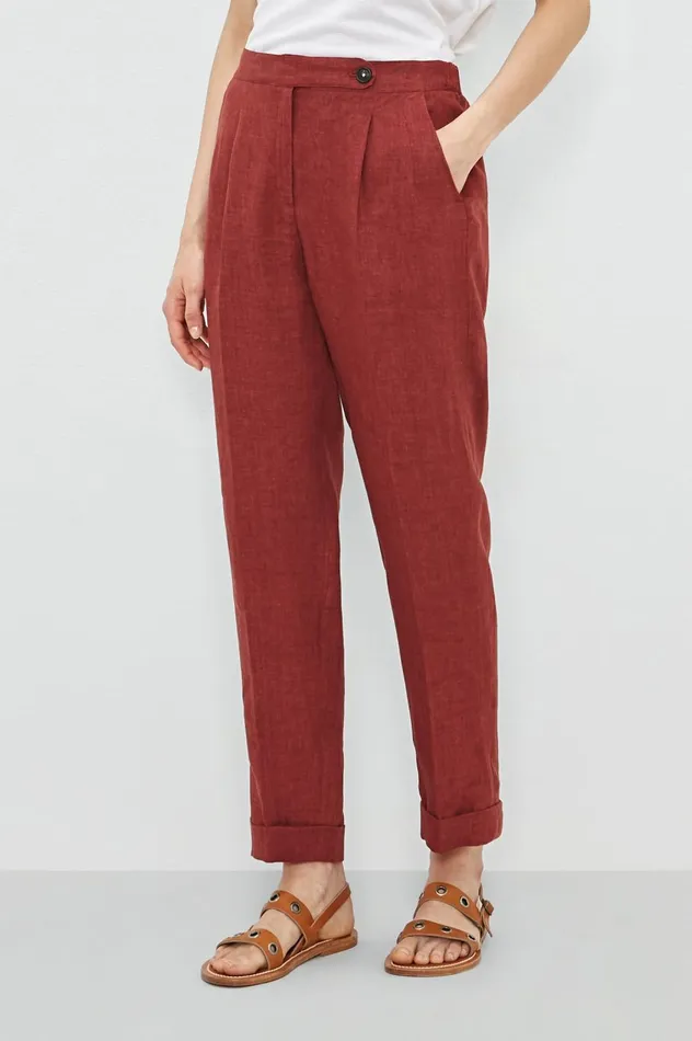 Women BOGA 8211 Dlav Linen Trousers 8211 Ruggine Massimo Alba Trousers and Shorts Women BOGA 8211 Dlav Linen Trousers 8211 Ruggine Massimo Alba Trousers and Shorts