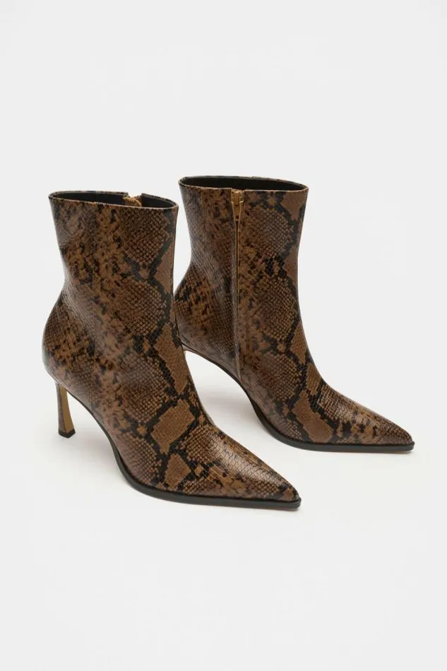 Women Boots Seed Heritage Zia Ankle Boot Toffee Snake Print