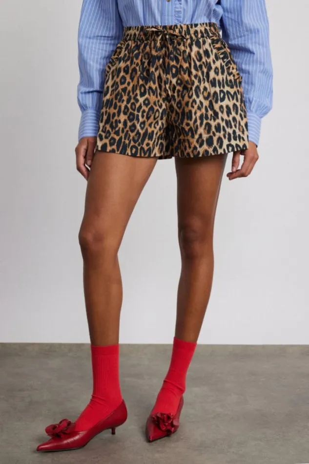 Women Bottoms Damson Madder Leopard Pull On Shorts