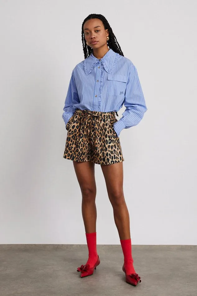 Women Bottoms Damson Madder Leopard Pull On Shorts
