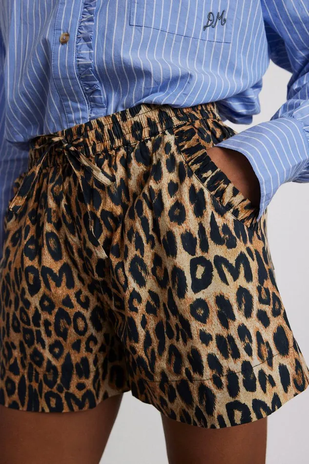 Women Bottoms Damson Madder Leopard Pull On Shorts