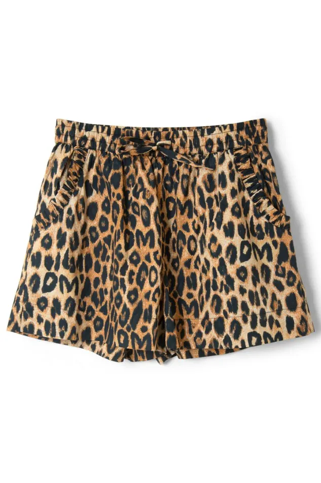 Women Bottoms Damson Madder Leopard Pull On Shorts