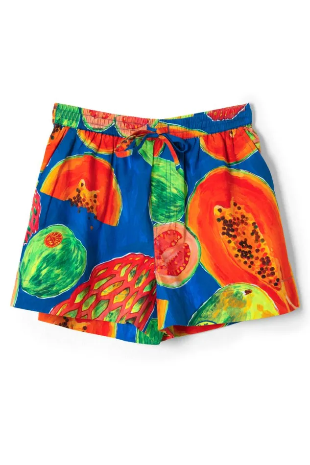 Women Bottoms Damson Madder Pull On Shorts 8211 Papaya Print