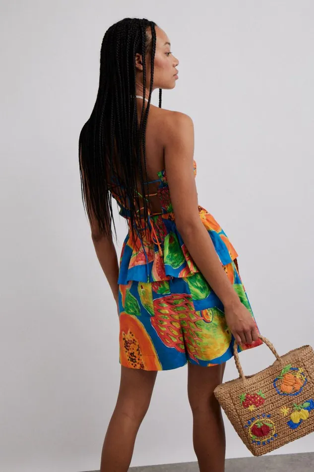 Women Bottoms Damson Madder Pull On Shorts 8211 Papaya Print