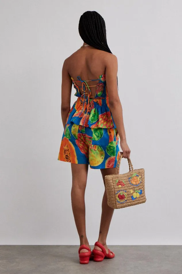 Women Bottoms Damson Madder Pull On Shorts 8211 Papaya Print