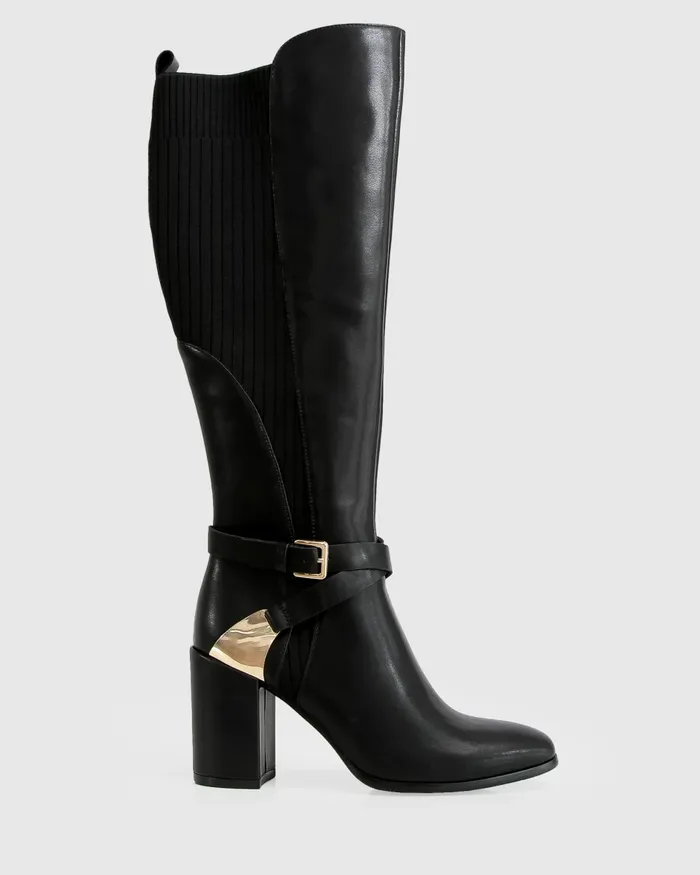 Women Breton Knee High Boot 8211 Black Shoes Belle and Bloom