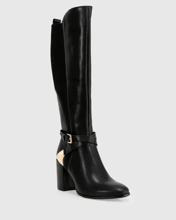 Women Breton Knee High Boot 8211 Black Shoes Belle and Bloom