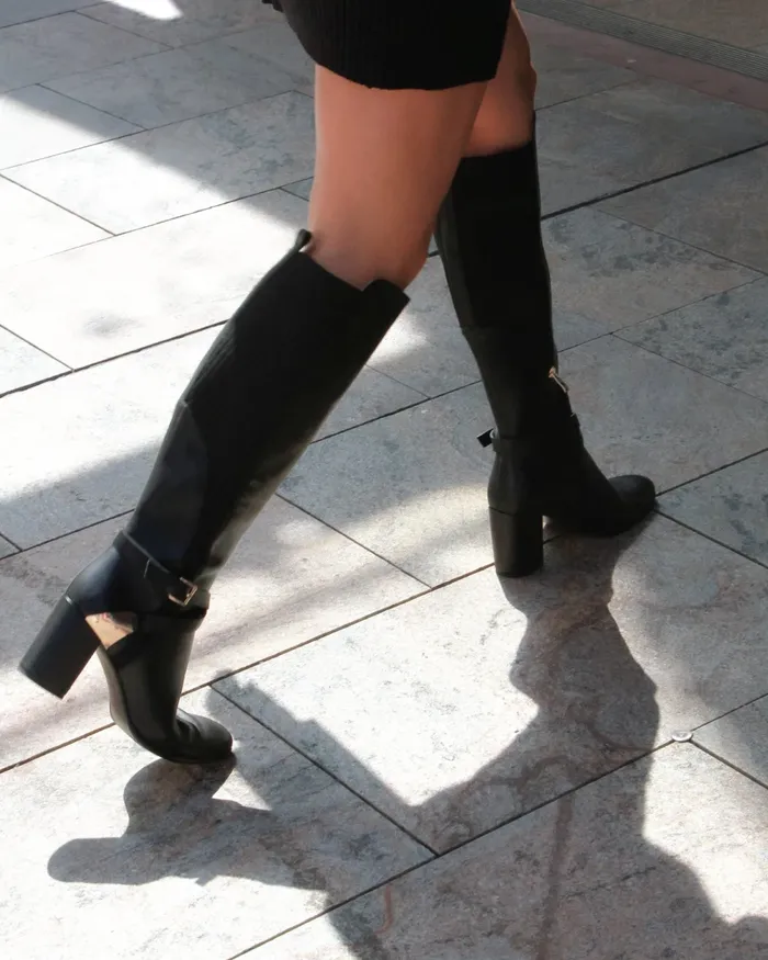 Women Breton Knee High Boot 8211 Black Shoes Belle and Bloom