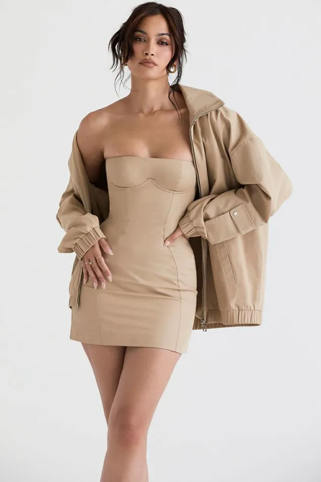 Women Cami Taupe Oversized Track Jacket House Of CB Outerwear