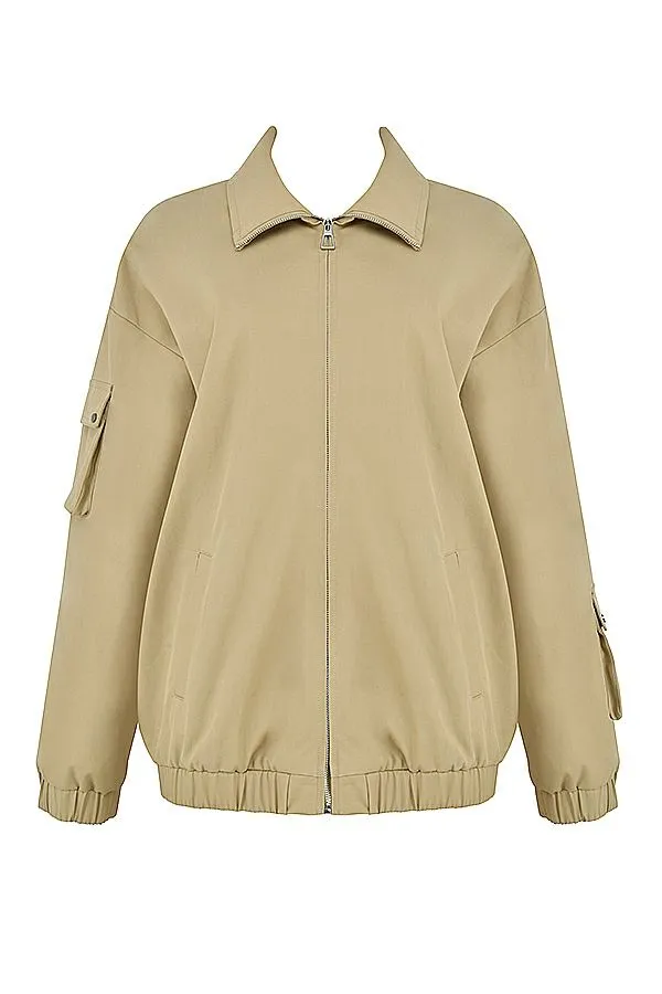 Women Cami Taupe Oversized Track Jacket House Of CB Outerwear Women Cami Taupe Oversized Track Jacket House Of CB Outerwear