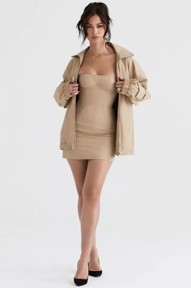 Women Cami Taupe Oversized Track Jacket House Of CB Outerwear Women Cami Taupe Oversized Track Jacket House Of CB Outerwear