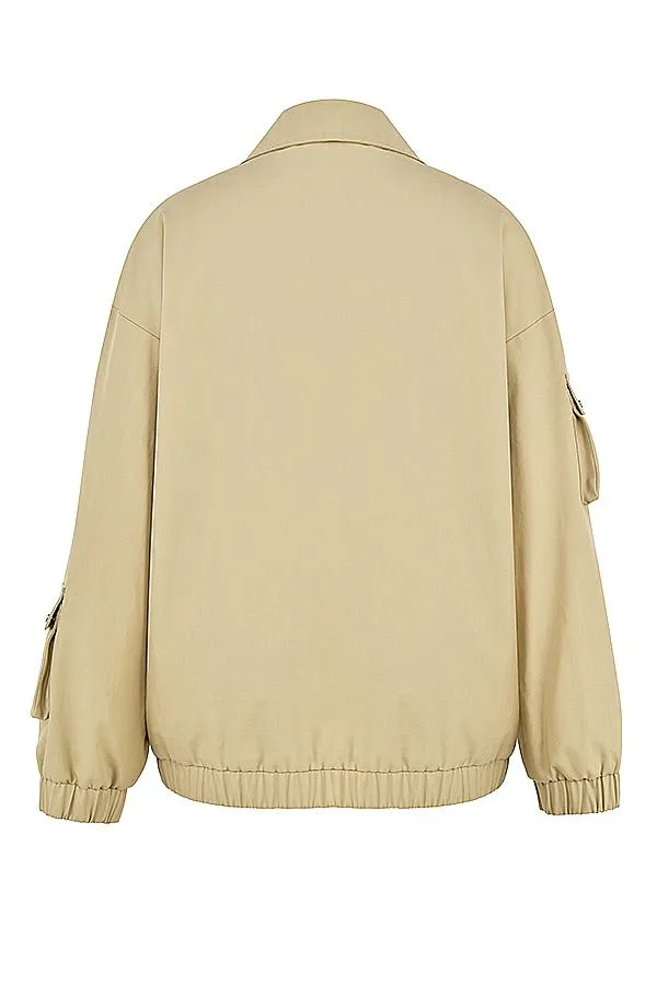 Women Cami Taupe Oversized Track Jacket House Of CB Outerwear Women Cami Taupe Oversized Track Jacket House Of CB Outerwear