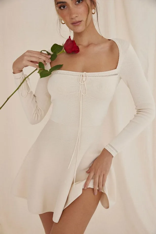 Women Caprice Cream Dainty Knit Mini Dress House Of CB Dresses