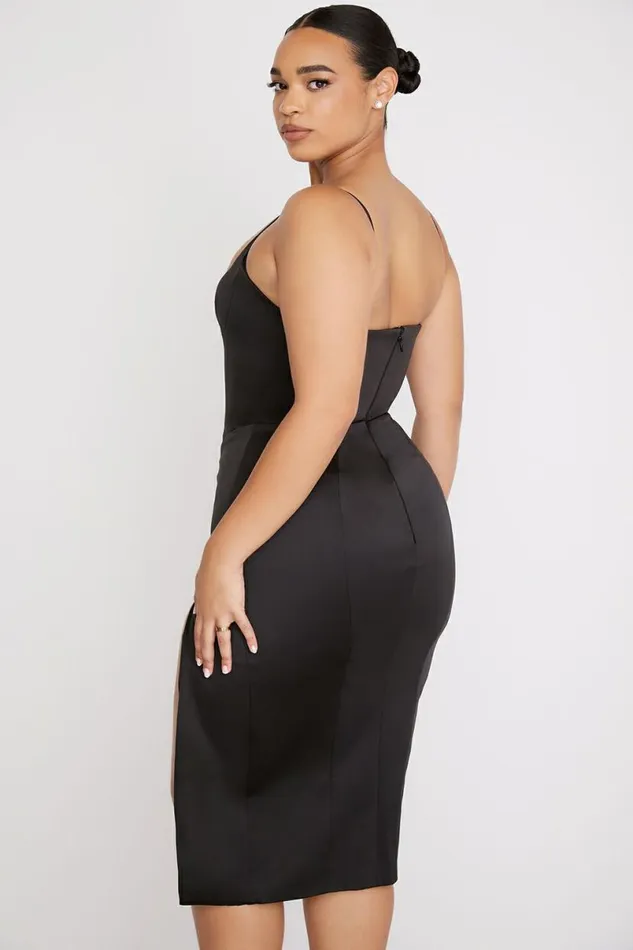 Women Casimira Black Satin Corset Midi Dress House Of CB Dresses Women Casimira Black Satin Corset Midi Dress House Of CB Dresses