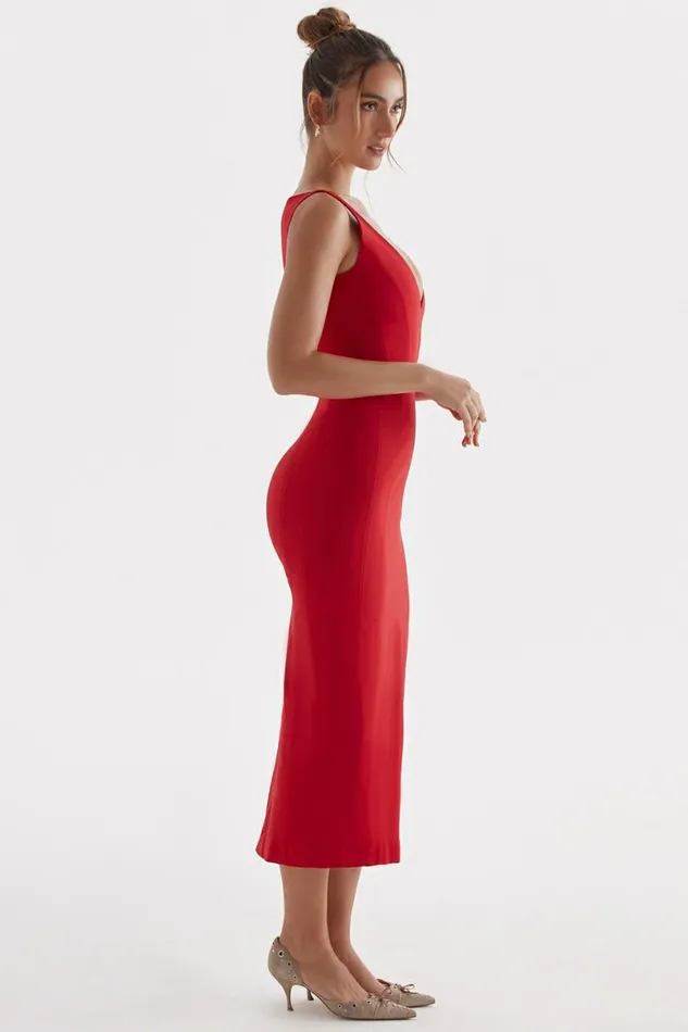 Women Cece Red Rose Plunge Maxi Dress House Of CB Dresses Women Cece Red Rose Plunge Maxi Dress House Of CB Dresses