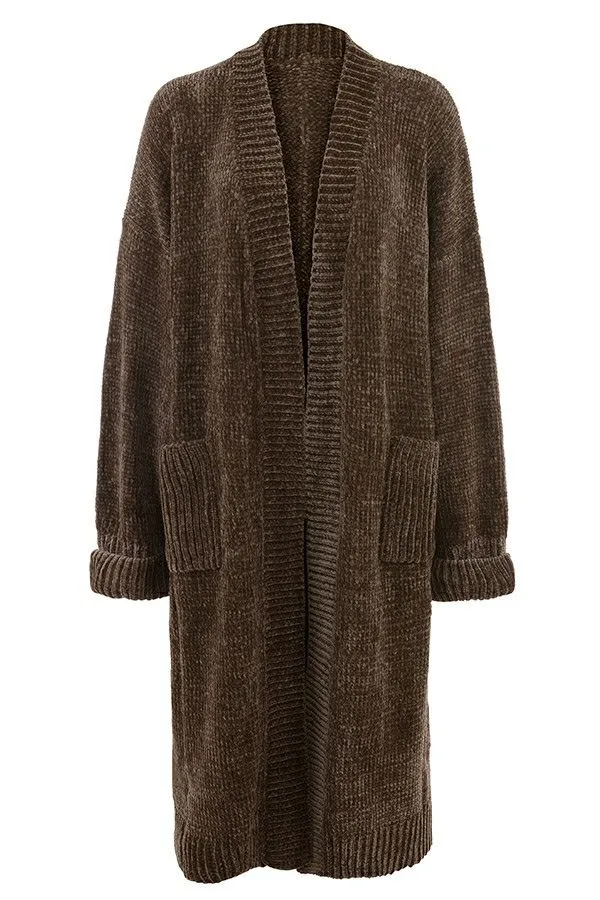 Women Celine Chocolate Chenille Slouchy Cardigan House Of CB Outerwear Women Celine Chocolate Chenille Slouchy Cardigan House Of CB Outerwear