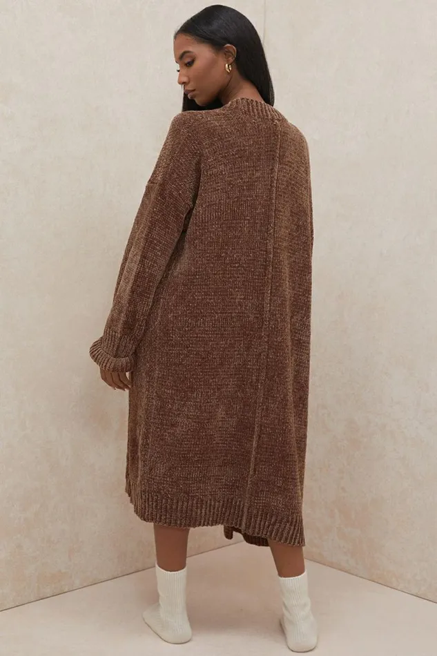 Women Celine Chocolate Chenille Slouchy Cardigan House Of CB Outerwear Women Celine Chocolate Chenille Slouchy Cardigan House Of CB Outerwear