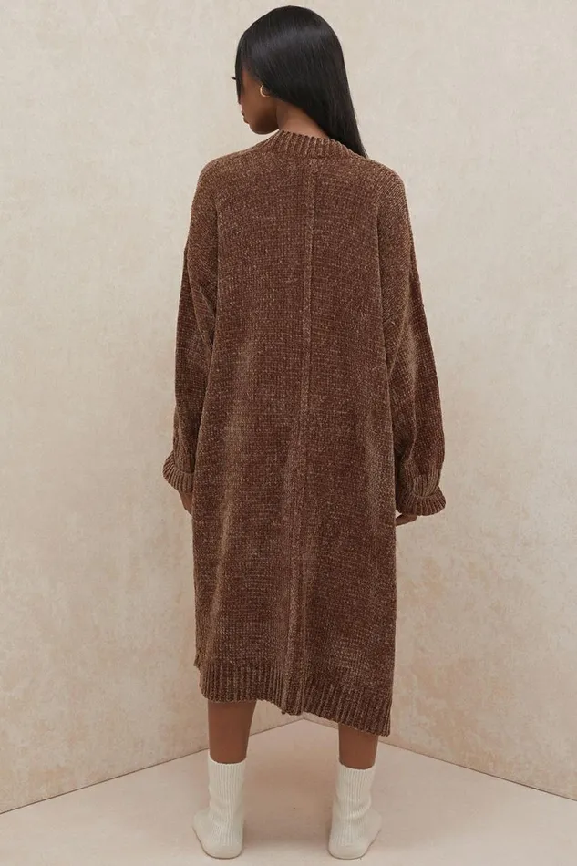 Women Celine Chocolate Chenille Slouchy Cardigan House Of CB Outerwear Women Celine Chocolate Chenille Slouchy Cardigan House Of CB Outerwear