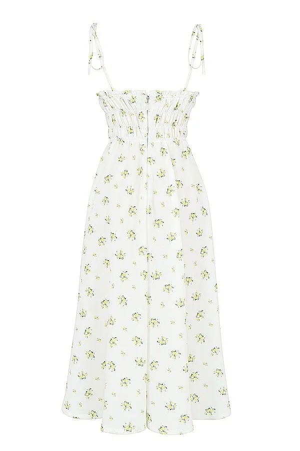 Women Christabel Ivory Floral Shirred Midi Dress House Of CB Dresses Women Christabel Ivory Floral Shirred Midi Dress House Of CB Dresses