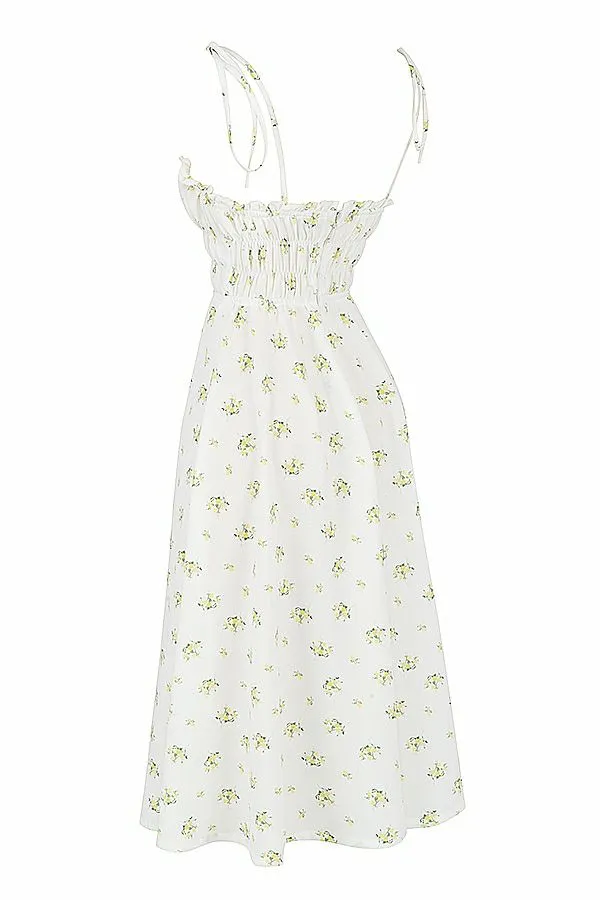 Women Christabel Ivory Floral Shirred Midi Dress House Of CB Dresses Women Christabel Ivory Floral Shirred Midi Dress House Of CB Dresses