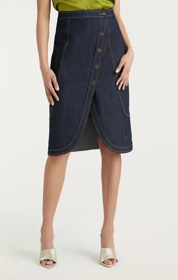 Women Cinq Sept Bottoms Acacia Skirt Indigo