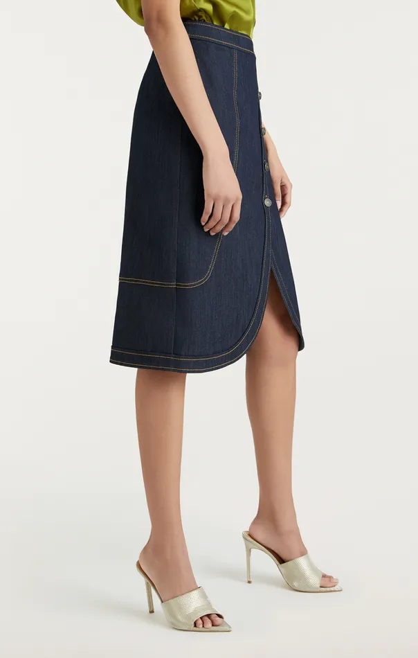 Women Cinq Sept Bottoms Acacia Skirt Indigo