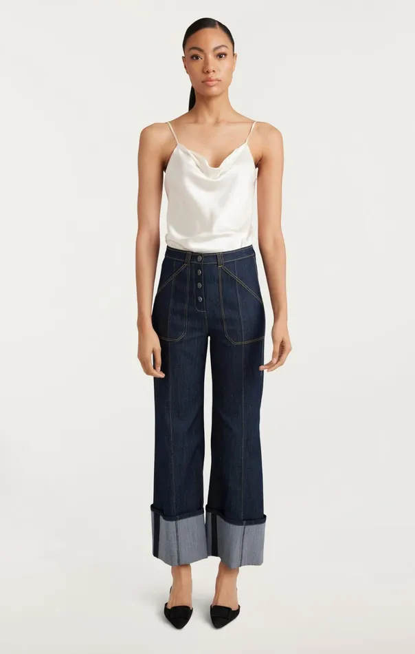 Women Cinq Sept Bottoms Cuffed Benji Pant Indigo