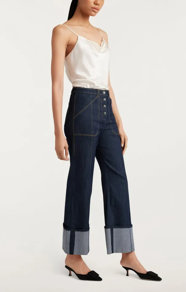 Women Cinq Sept Bottoms Cuffed Benji Pant Indigo