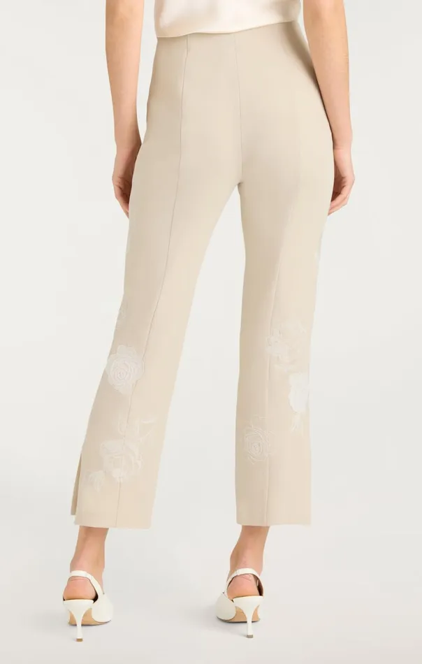 Women Cinq Sept Bottoms Floating Roses Embellished Cropped Brianne Pant Plasterivory