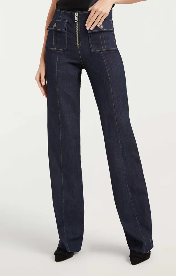 Women Cinq Sept Bottoms Long Azure Pant Indigo